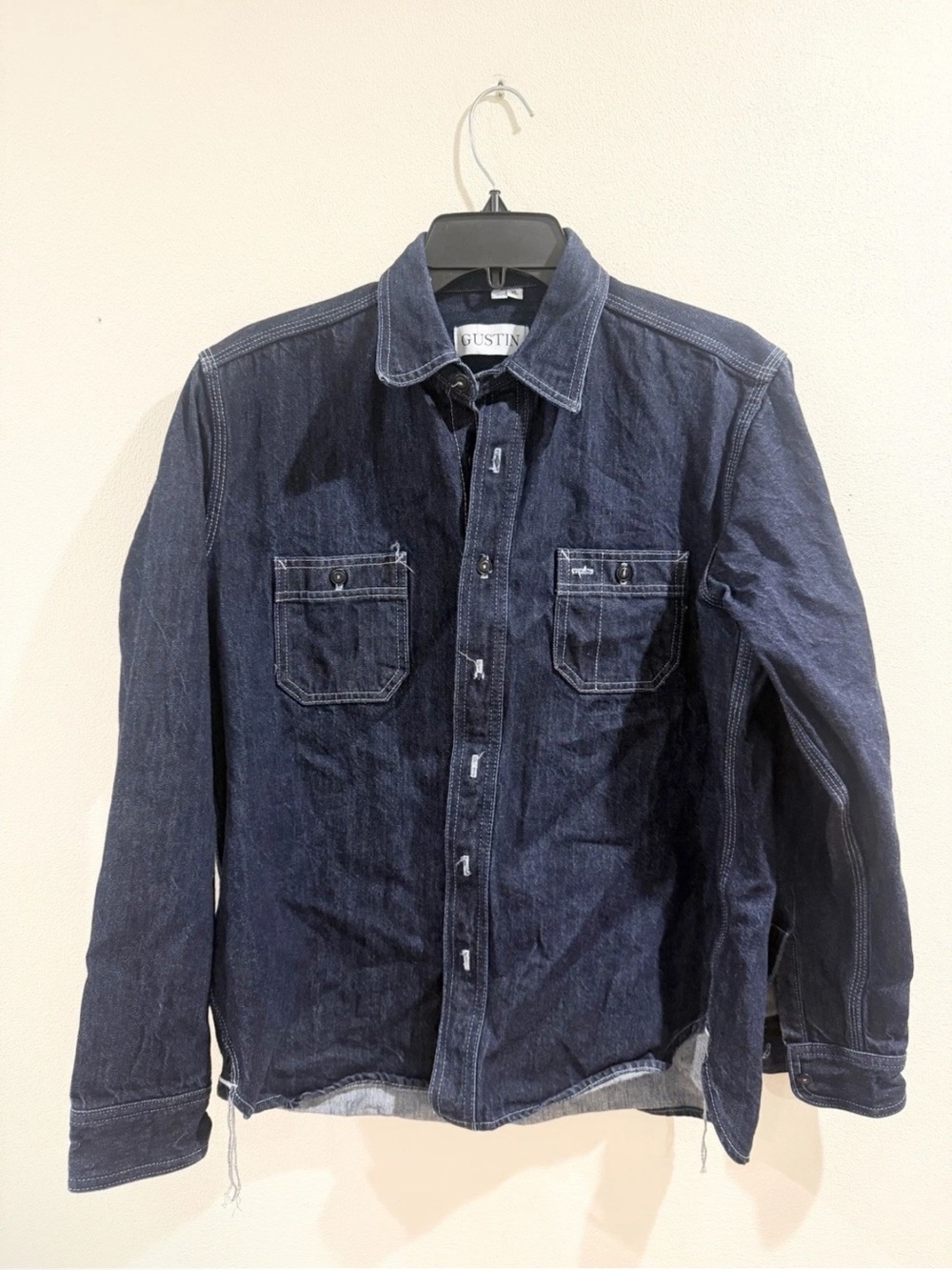 Gustin Cotton Denim Workshirt Top XL 22” Pit To Pit